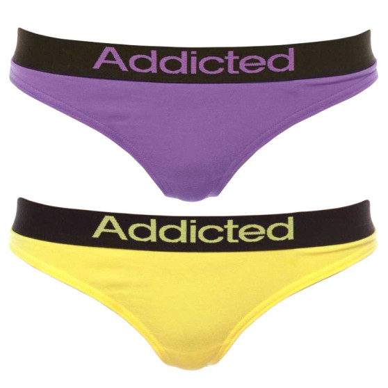 2PACK  naisten stringit violetti keltainen Addicted