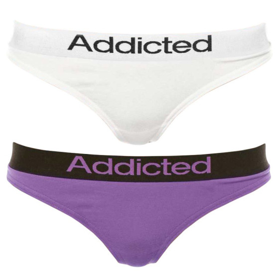 2PACK  naisten stringit valkoinen violetti Addicted