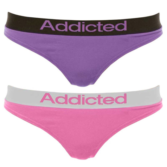 2PACK  naisten stringit violetti vaaleanpunainen Addicted