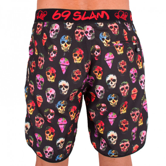 69SLAM Miesten uimahousut Lyhyet Boardshortit Medium hibiscus skull musta