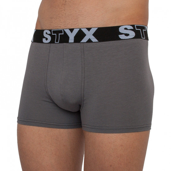 3PACK Styx miesten bokserit shortsit urheilu elastinen ylimitoitettu tummanharmaa tumma harmaa (R10636363)