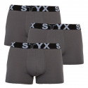 3PACK Styx miesten bokserit shortsit urheilu elastinen ylimitoitettu tummanharmaa tumma harmaa (R10636363)