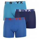 3PACK Styx miesten bokserit shortsit pitkät urheilu joustava sininen (U9676869)