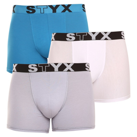 3PACK Styx miesten bokserit shortsit pitkät urheilu elastinen monivärinen (U9696167)