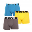 3PACK Styx miesten bokserit shortsit pitkät urheilu elastinen monivärinen (U9696863)