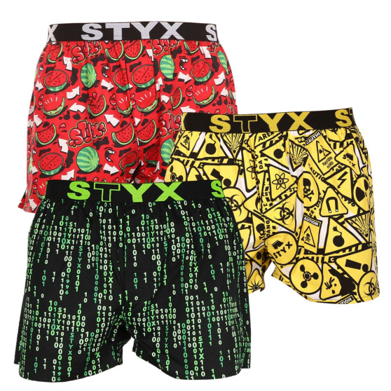 3PACK Styx miesten bokserishortsit art sports kumia monivärinen (3B11290)