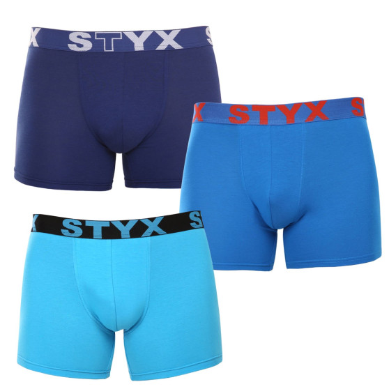 3PACK Styx miesten bokserit shortsit pitkät urheilu elastinen monivärinen (3U96897)