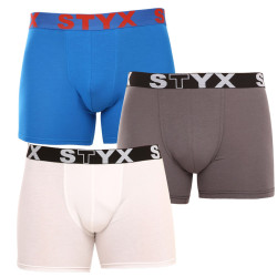 3PACK Styx miesten bokserit shortsit pitkät urheilu elastinen monivärinen (3U10137)