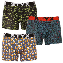 3PACK Styx miesten bokserit shortsit pitkä taide urheilu elastinen monivärinen (3U12672)