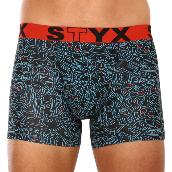 3PACK Styx miesten bokserit shortsit pitkä taide urheilu elastinen monivärinen (3U12672)