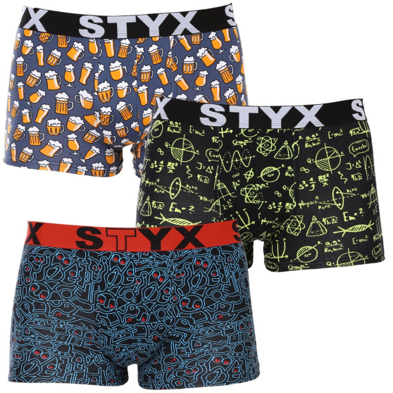 3PACK Styx miesten boxershortsit art sports kumi monivärinen (3G12672)