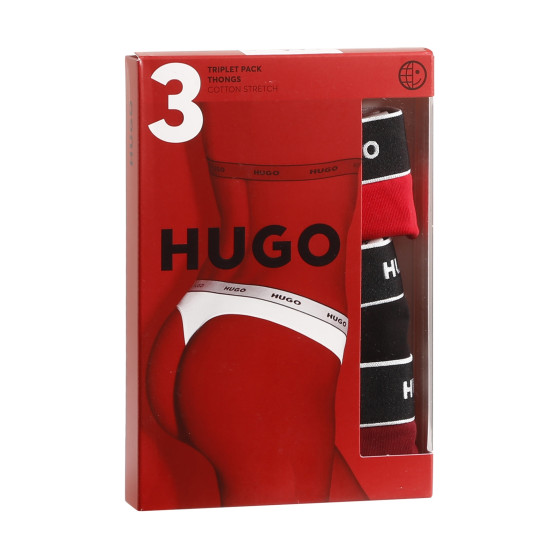 3PACK HUGO naisten stringit moniväriset (50480150 982)