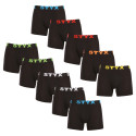 10PACK Styx miesten bokserit shortsit pitkät urheilu joustava musta (10U9601)