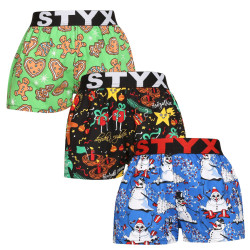 3PACK Styx lasten bokserishortsit art sports kumi monivärinen (3BJ17134)