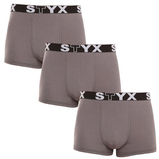 3PACK Styx miesten bokserit shortsit sport elastinen tummanharmaa tumma harmaa (3G1063)