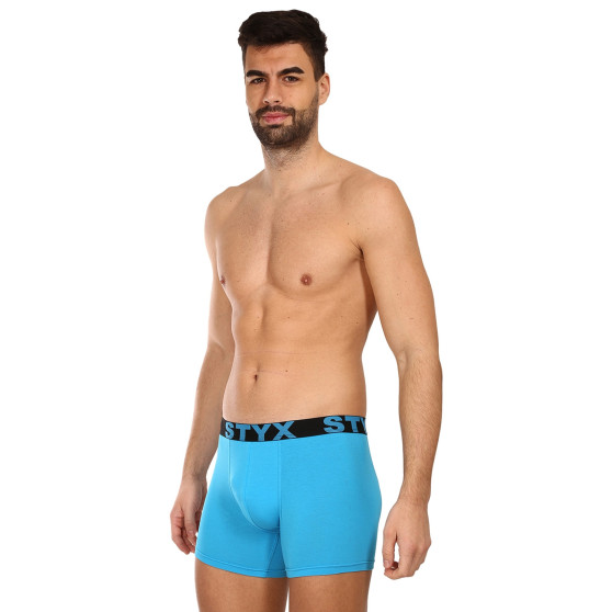 3PACK Styx miesten bokserit shortsit pitkät urheilu elastinen vaaleansininen vaaleansininen (3U1169)