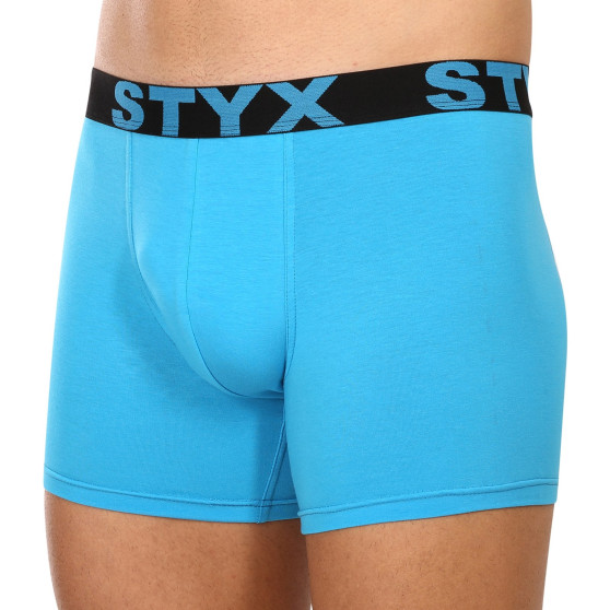 3PACK Styx miesten bokserit shortsit pitkät urheilu elastinen vaaleansininen vaaleansininen (3U1169)