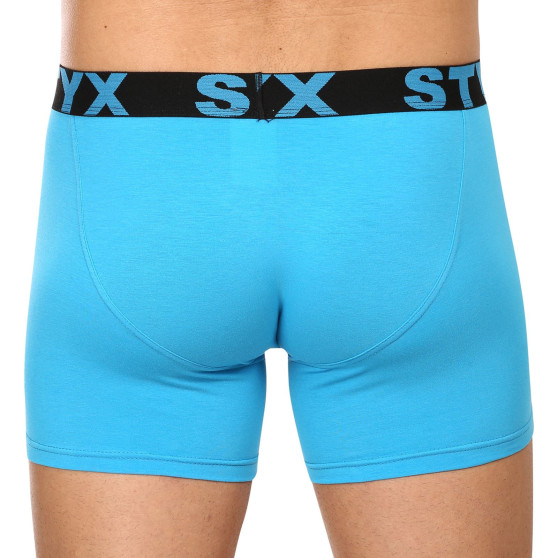 3PACK Styx miesten bokserit shortsit pitkät urheilu elastinen vaaleansininen vaaleansininen (3U1169)