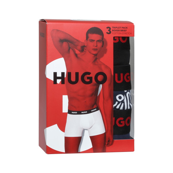 3PACK HUGO miesten bokserit moniväriset shortsit moniväriset (50510192 405)