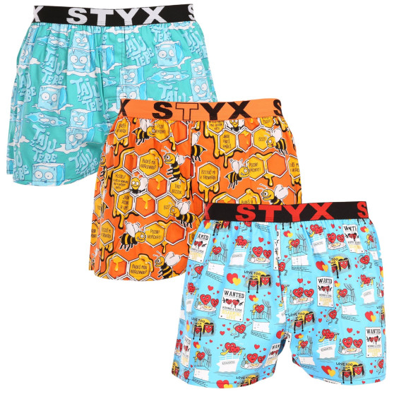 3PACK Styx miesten bokserishortsit art sports kumia monivärinen (3B16476)