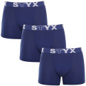 3PACK Styx miesten bokserit shortsit pitkät urheilu elastinen tummansininen tummansininen (3U968)