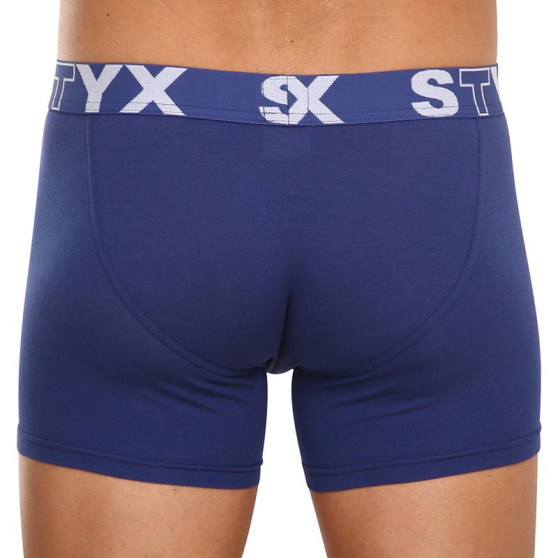 3PACK Styx miesten bokserit shortsit pitkät urheilu elastinen tummansininen tummansininen (3U968)