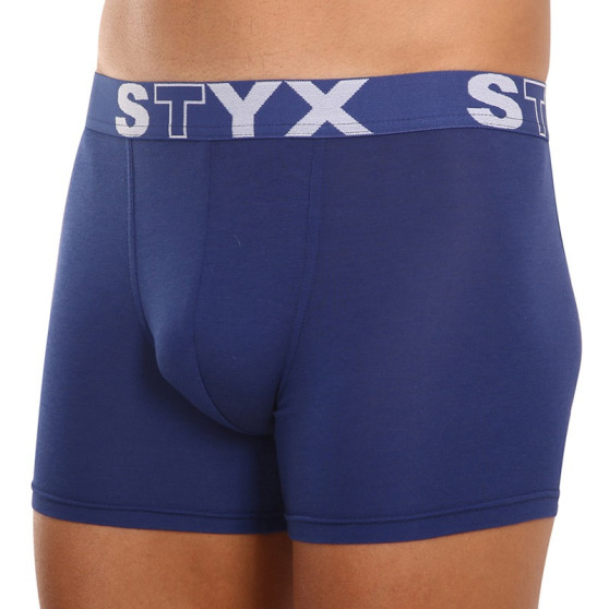 3PACK Styx miesten bokserit shortsit pitkät urheilu elastinen tummansininen tummansininen (3U968)