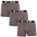 3PACK Styx miesten bokserit shortsit pitkät urheilu joustavat tummanharmaa (3U1063)