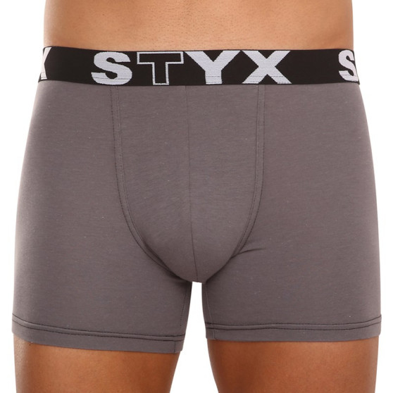 3PACK Styx miesten bokserit shortsit pitkät urheilu joustavat tummanharmaa (3U1063)