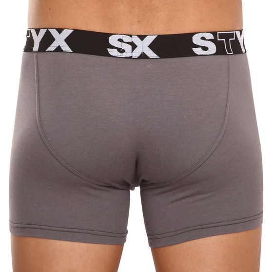 3PACK Styx miesten bokserit shortsit pitkät urheilu joustavat tummanharmaa (3U1063)