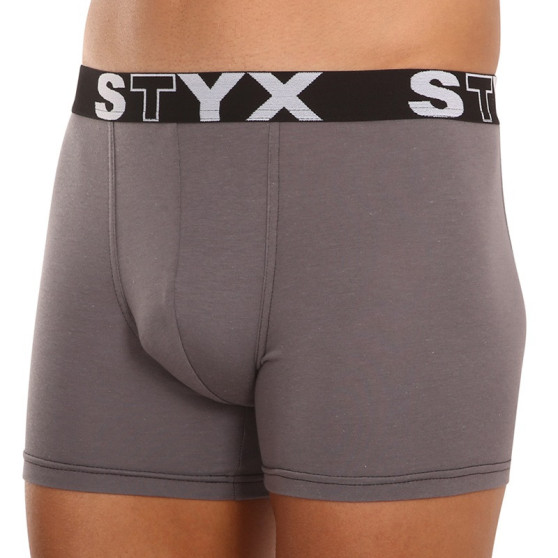 3PACK Styx miesten bokserit shortsit pitkät urheilu joustavat tummanharmaa (3U1063)