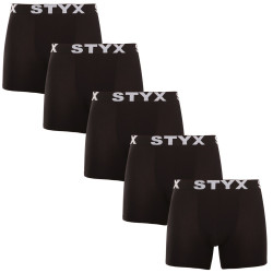 5PACK Styx miesten bokserit shortsit pitkät urheilu joustava musta (5U960)