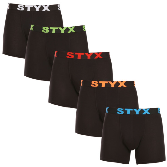 5PACK Styx miesten bokserit shortsit pitkät urheilu joustava musta (5U9602)