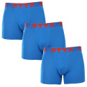 3PACK Styx miesten bokserit shortsit pitkät urheilu joustava sininen (3U1167)