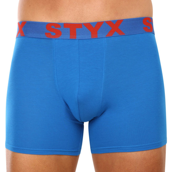 3PACK Styx miesten bokserit shortsit pitkät urheilu joustava sininen (3U1167)