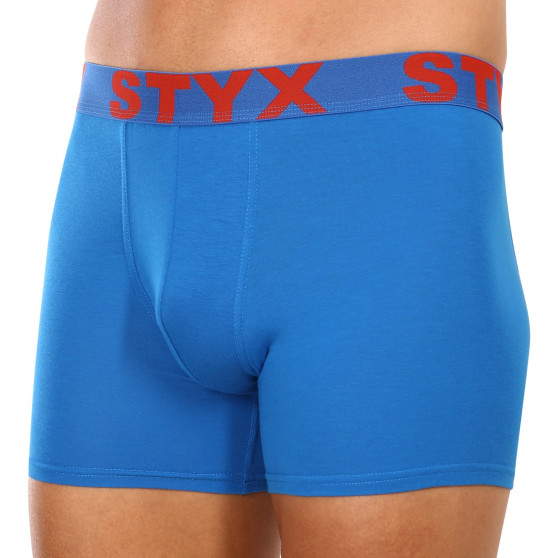 3PACK Styx miesten bokserit shortsit pitkät urheilu joustava sininen (3U1167)