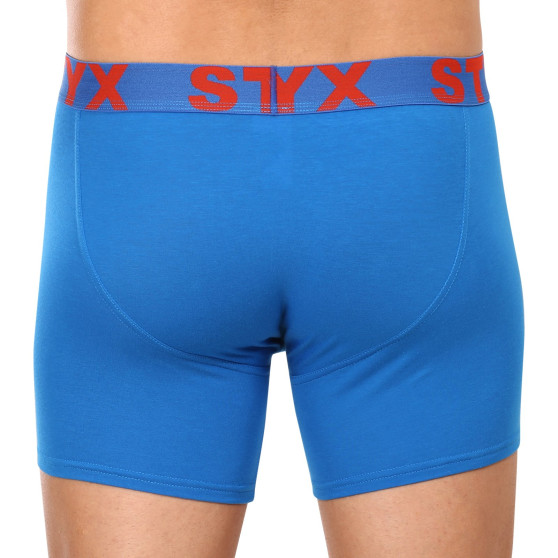 3PACK Styx miesten bokserit shortsit pitkät urheilu joustava sininen (3U1167)