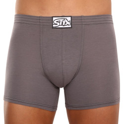 3PACK Styx miesten bokserit shortsit pitkät klassiset joustavat tummanharmaa (3F1063)