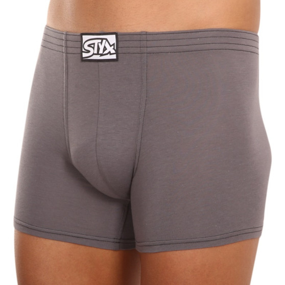 3PACK Styx miesten bokserit shortsit pitkät klassiset joustavat tummanharmaa (3F1063)