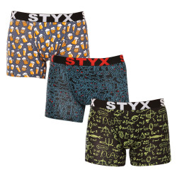 3PACK Styx miesten bokserit shortsit pitkä taide urheilu elastinen monivärinen (3U12672/2)