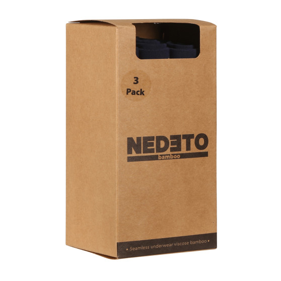 3PACK Nedeto miesten bokserit saumaton bambu sininen (3NDTB002S)