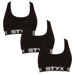 3PACK Styx naisten rintaliivit sport musta (3IP0960)