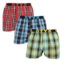 3PACK Styx miesten bokserishortsit urheilu elastinen monivärinen monivärinen (3B102123)