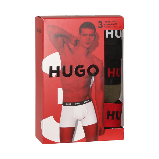 3PACK HUGO miesten bokserit moniväriset shortsit moniväriset (50503079 972)