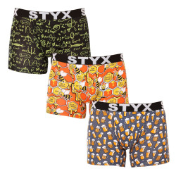 3PACK Styx miesten bokserit shortsit pitkä taide urheilu elastinen monivärinen (3U13724)