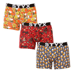 3PACK Styx miesten bokserit shortsit pitkä taide urheilu elastinen monivärinen (3U13714)