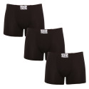 3PACK Styx miesten bokserit shortsit pitkät klassiset joustavat mustat mustat (F9606060)