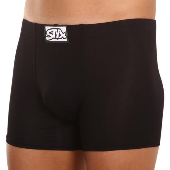 3PACK Styx miesten bokserit shortsit pitkät klassiset joustavat mustat mustat (F9606060)