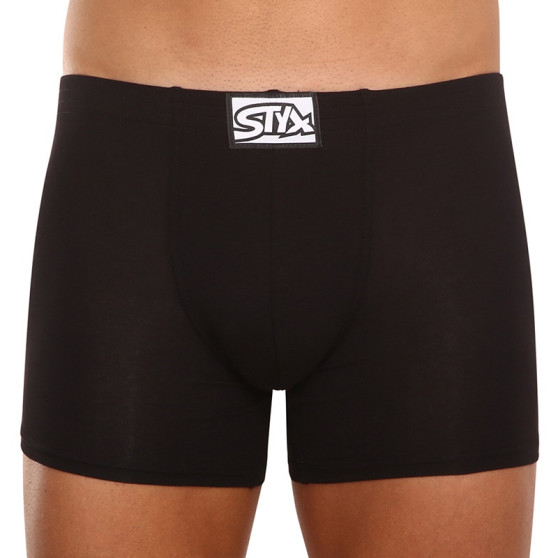 3PACK Styx miesten bokserit shortsit pitkät klassiset joustavat mustat mustat (F9606060)