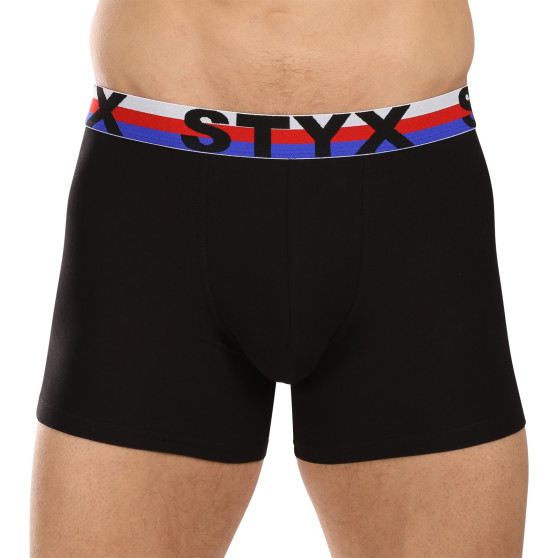 3PACK Styx miesten bokserit shortsit pitkät urheilu elastinen musta tricolour (3U1960)